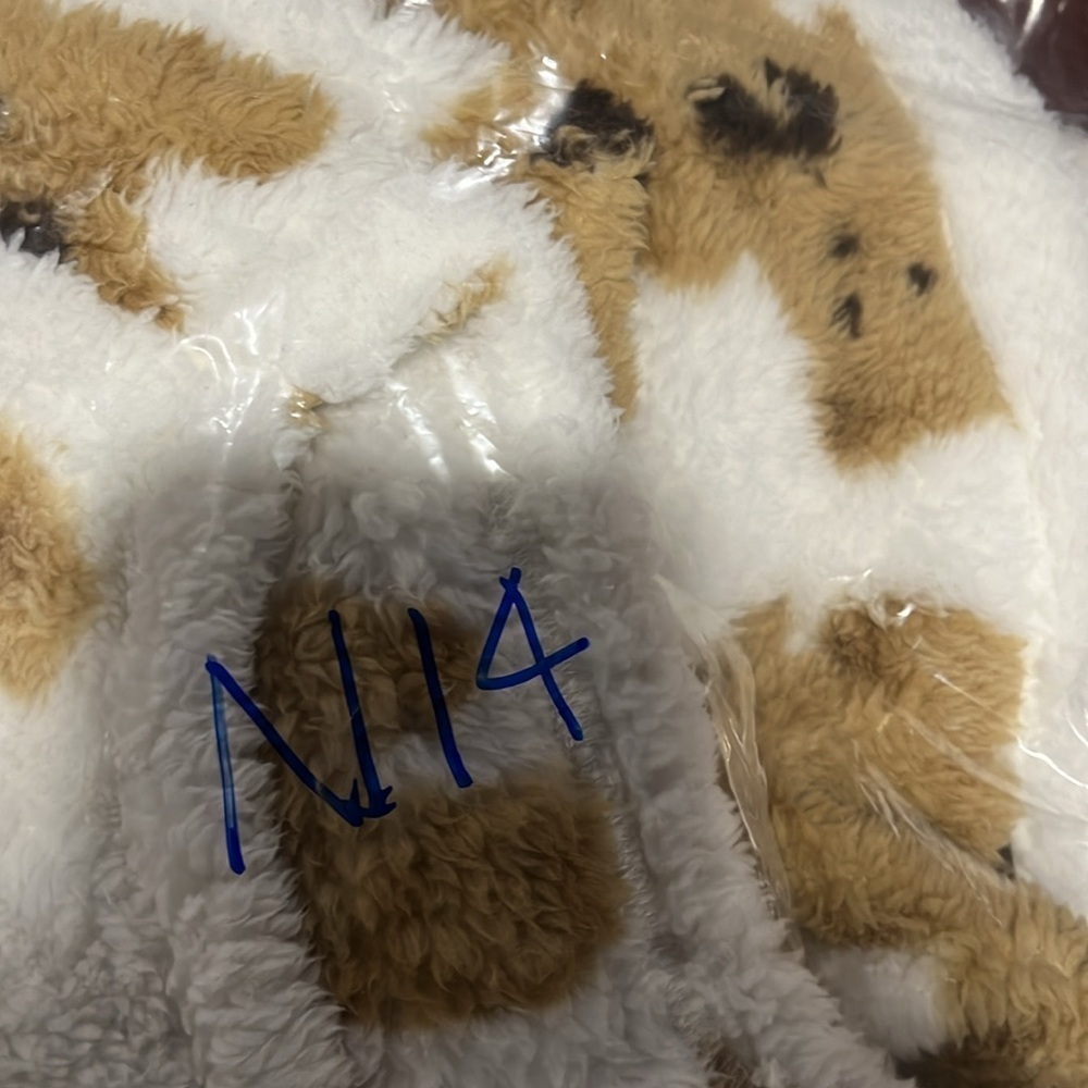 SHEIN Womens Vest Brown/White L Teddy Bear Pattern Full Front Zip Pockets Fleece - Picture 13 of 13